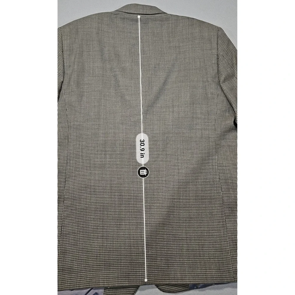 Perry Ellis Portfolio VTG 3-Button Wool Blazer Jacket Micro Check Tan Sz 43R